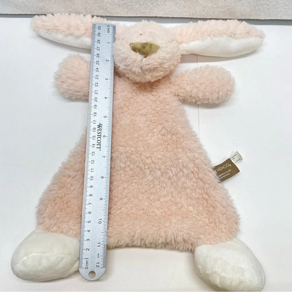 Demdaco Darling Blush Pink & White Bunny Rabbit Rattles Lovey Security Blanket